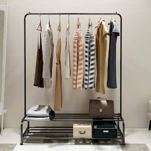 URTR White Clothing Garment Rack with Shelves, Metal Cloth Hanger Rack  Stand Clothes Drying Rack for Hanging Clothes T-01311-WH - The Home Depot