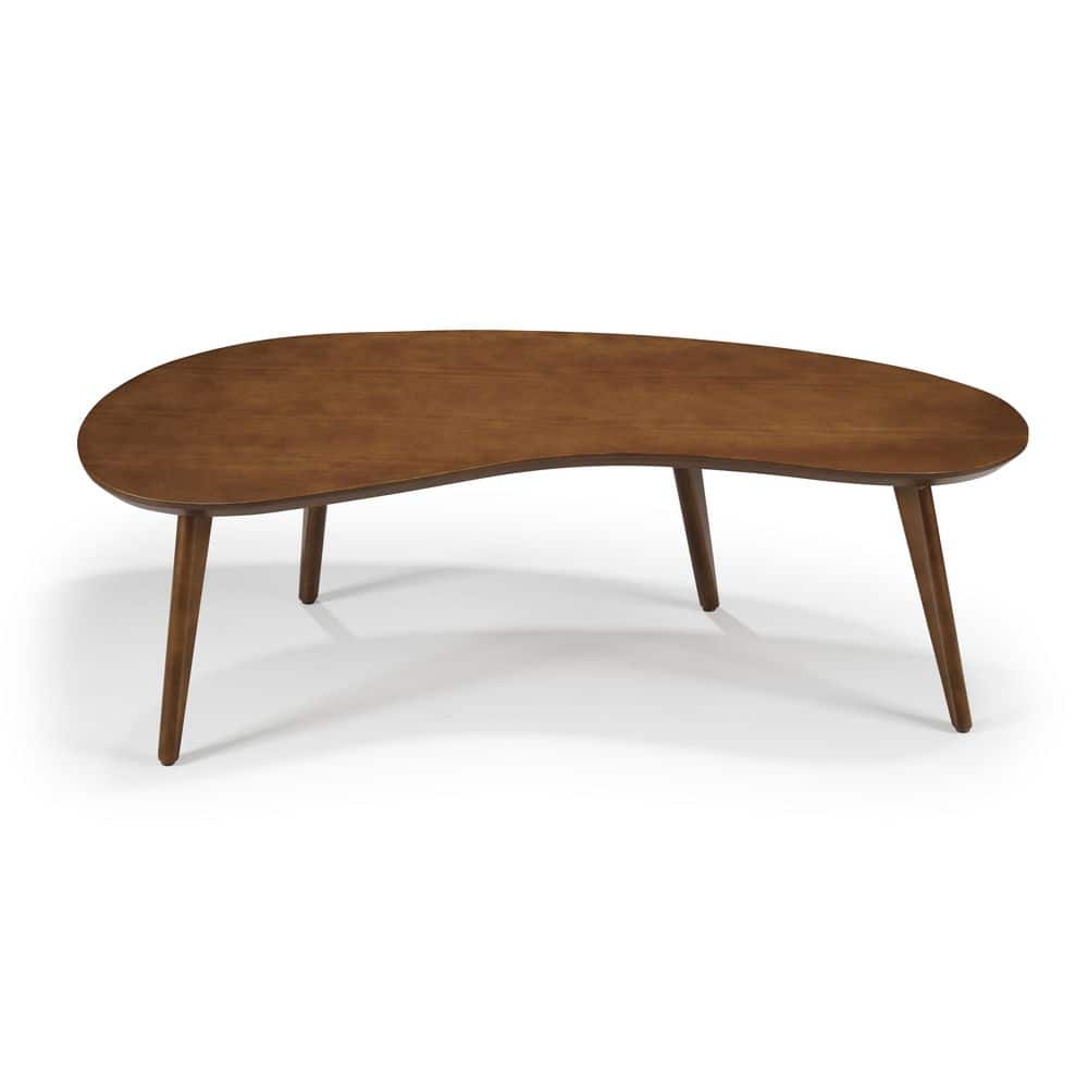 Mid-Century Modern Castanho Pine Wood Oval Coffee Table