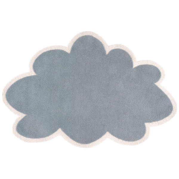 Kids 4 ft. x 6 ft. Specialty Blue/Ivory Playful Solid Color Area Rug