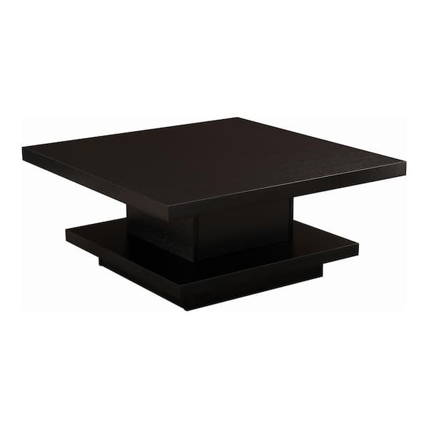 Furniture of America Boa Vista 36 in. Black Square Wood Coffee Table with 1-Shelf