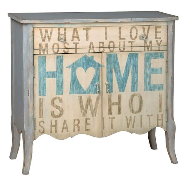 Pulaski Furniture 2-Door 1-Drawer Wood Hall Cabinet in Light Blue