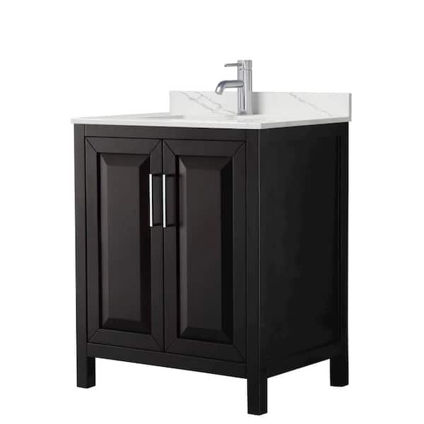 Wyndham Collection Daria 30 in. W x 22 in. D x 35.75 in. H Single Bath Vanity in Dark Espresso with Polished Chrome Trim Giotto Quartz Top