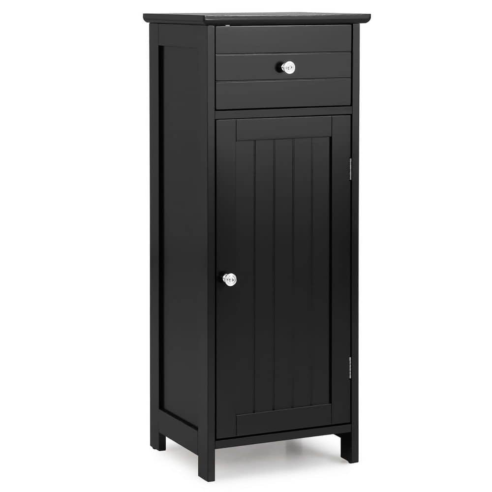 Costway 14 in. W x 12 in. D x 34.5 in. H Black MDF Freestanding Linen ...