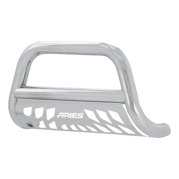 Aries 3-Inch Polished Stainless Bull Bar, No-Drill, Select Escalade, Avalanche, Silverado, Suburban, Tahoe, Sierra 1500, Yukon