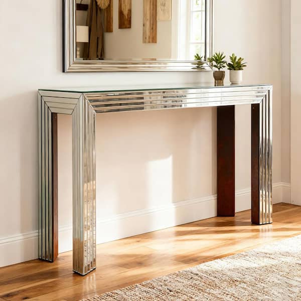 Modern Silver 47.24 in. W x 32.28 in. H Rectangle Full Length Mirror