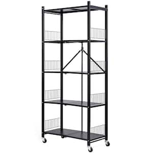Black 5-Tier Metal Foldable Garage Storage Shelving Unit (28 in. W x 61 in. H x 14 in. D)
