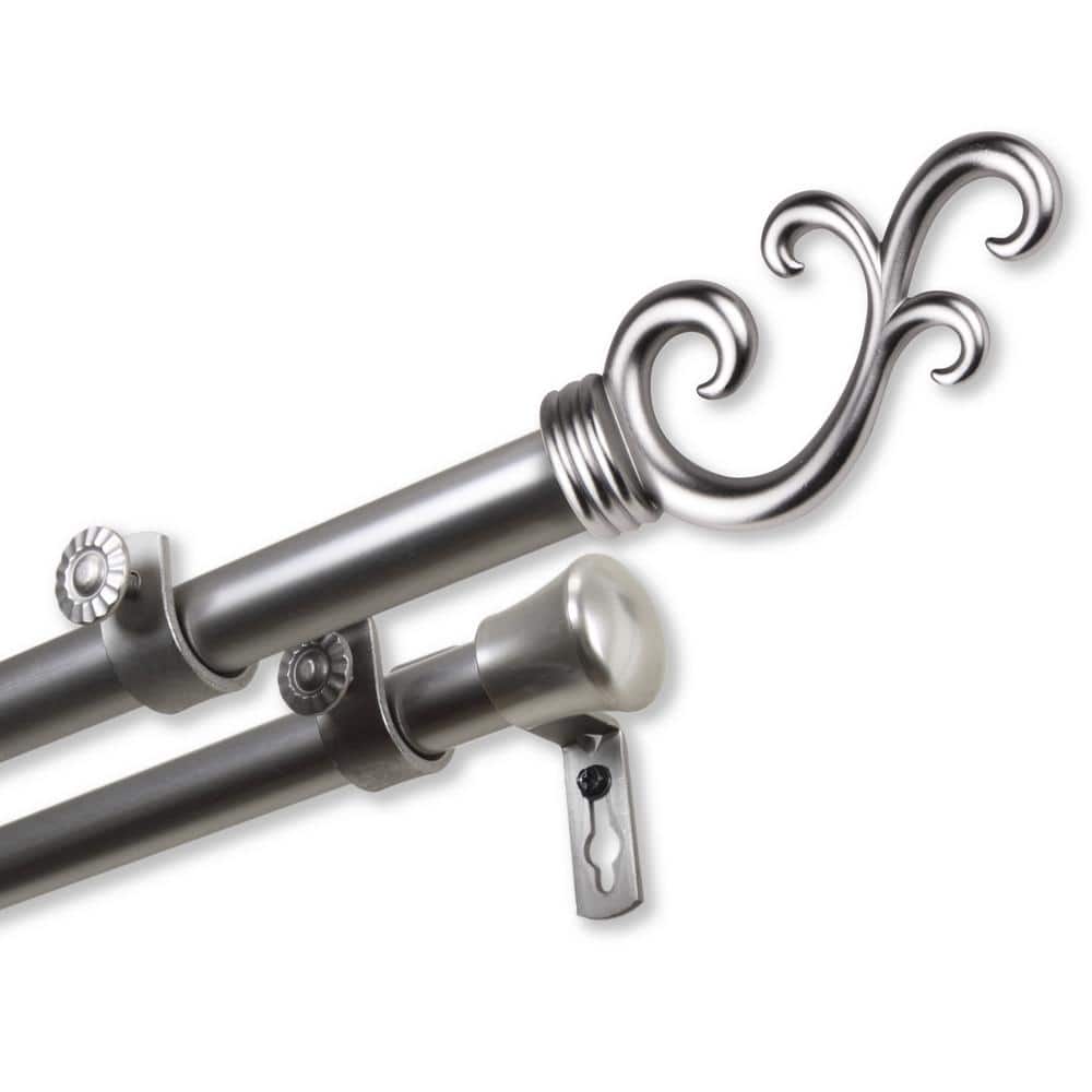 28 in. to 48 in. 13/16 in. Adjustable Carolyn Double Curtain Rod in Satin N
