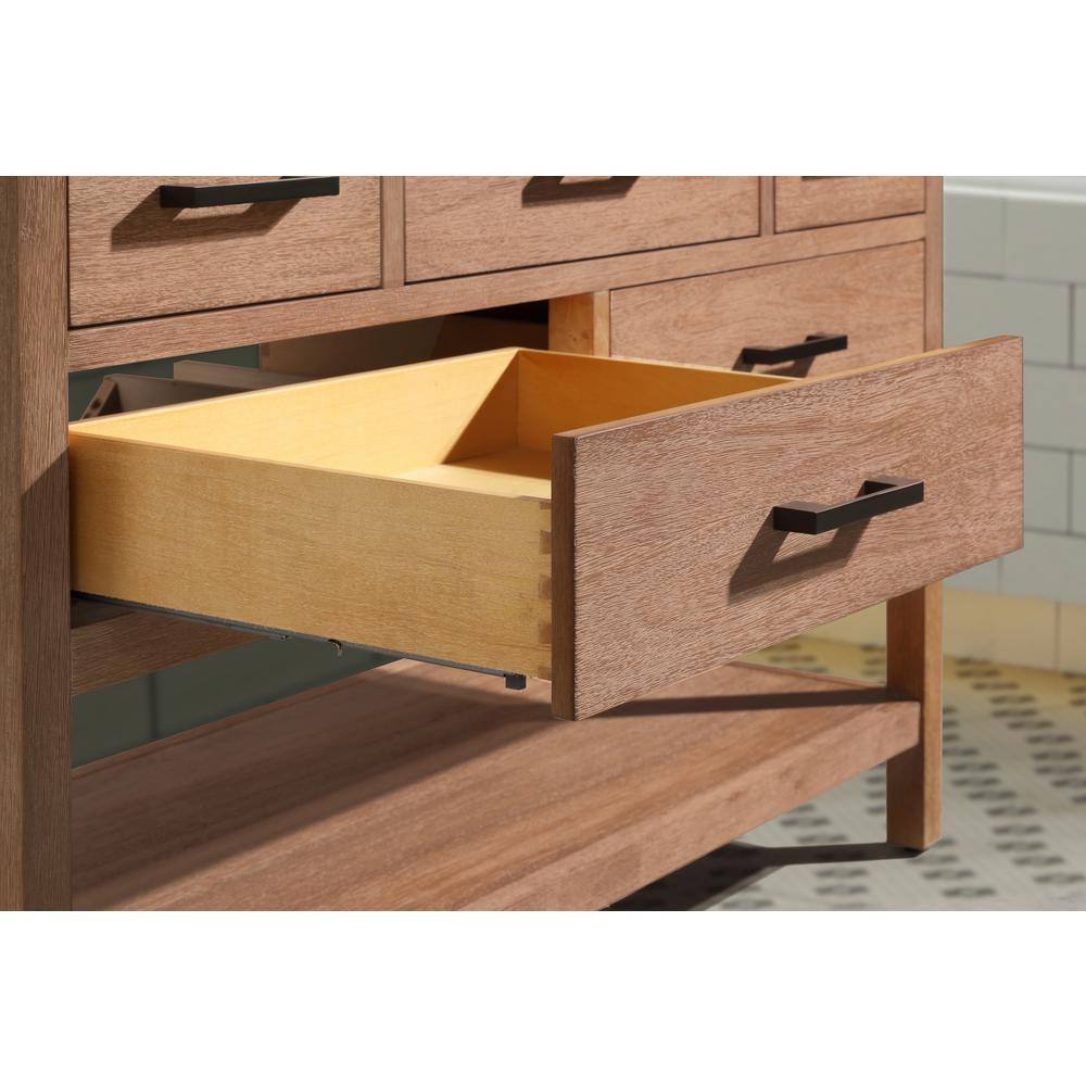 Betty Weathered Brown Solid Wood Bathroom Vanity with Quartz Top