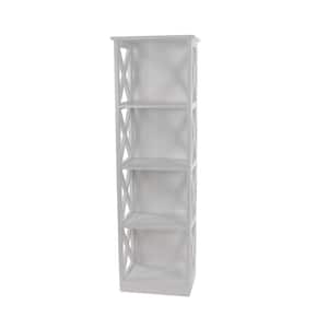 51 in. White Wood Traditional 4 Shelf Shelving Unit