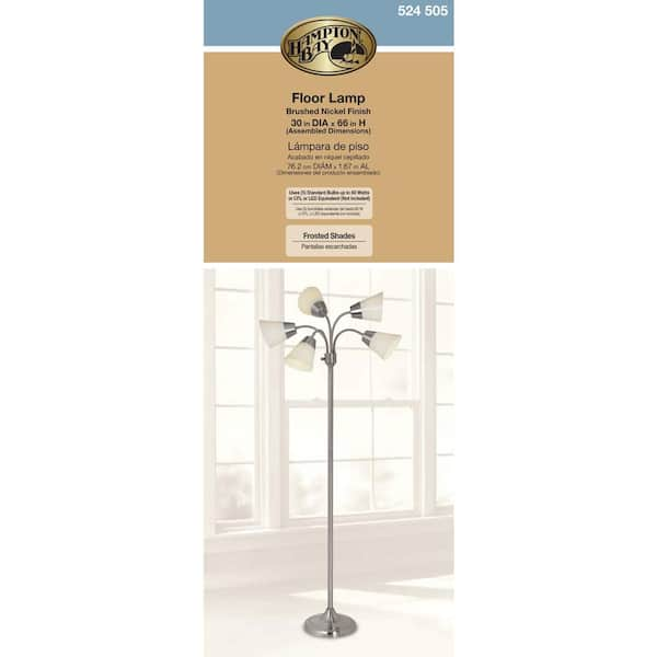 hampton bay 66 in satin nickel floor lamp