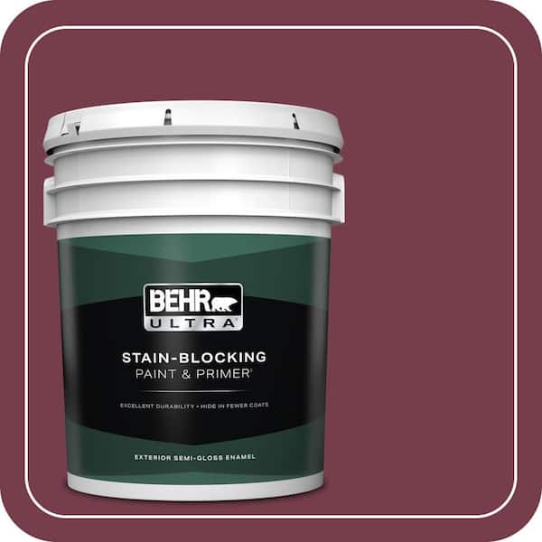 BEHR ULTRA 5 gal. #ICC-110 Vintage Merlot Semi-Gloss Enamel Exterior Paint & Primer