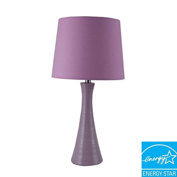 ORE International 30 in. Ceramic Ribbed Purple Table Lamp