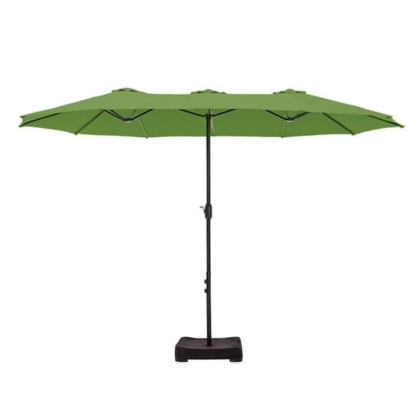 PHI VILLA 15 ft. Market Patio Umbrella 2-Side in Lime Green with Base ...