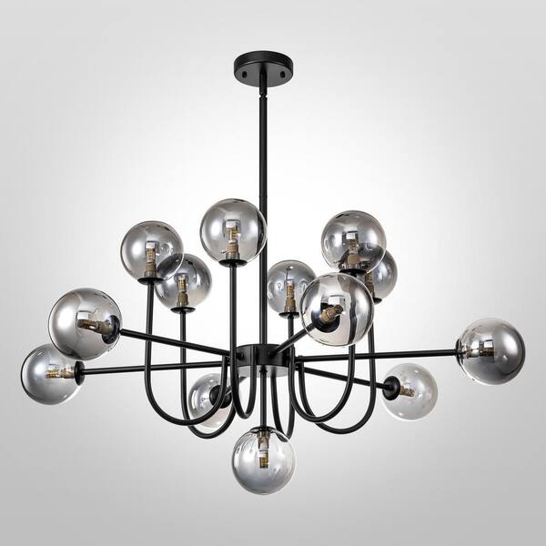 Rennnsan Isaiah 13-Light Black Sputnik Chandelier with