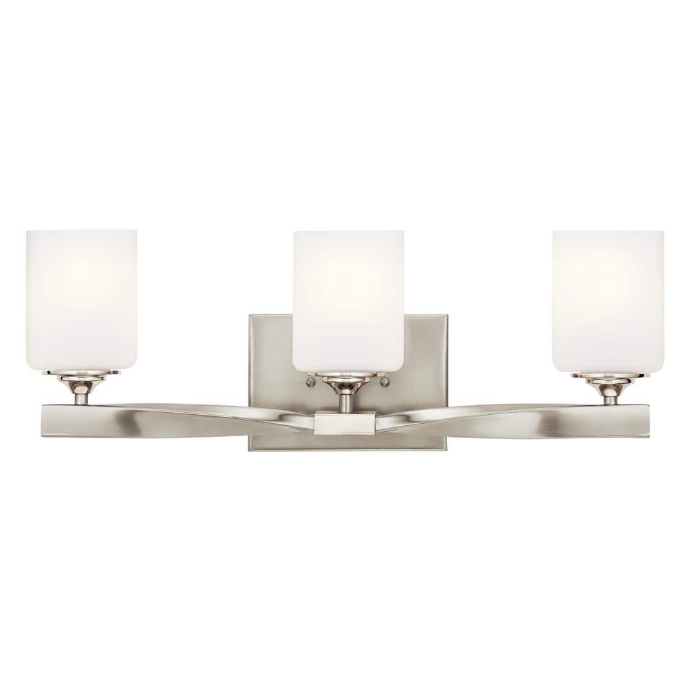 Champagne Finish 3-Light Vanity with Satin Etched Glass