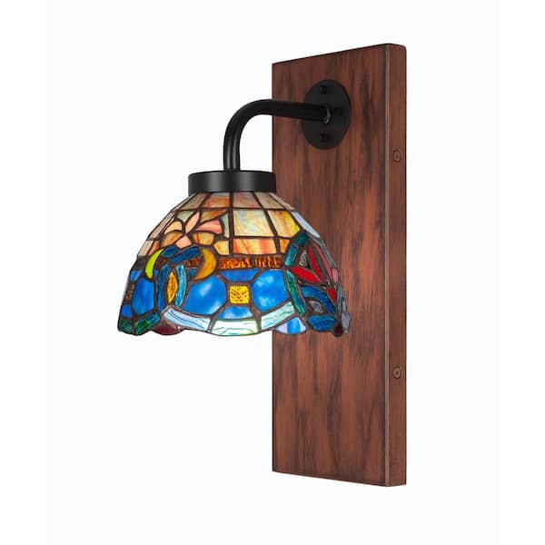 Unbranded Kirby 1-Light Matte Black and Painted Wood-look Metal Wall Sconce