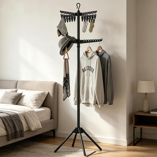 【送料無料】Factory Black Hanger Rack W60 Cubilan Black 72H x 23.6W x 23.6D in. Steel Freestanding Clothes