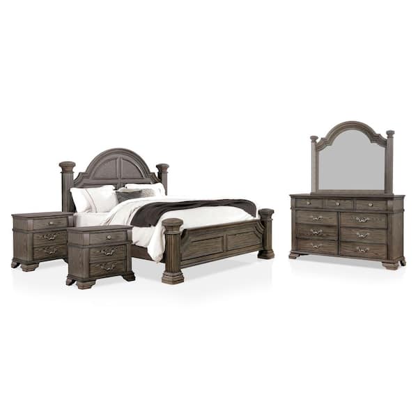 Furniture of America Erminia 5Piece Gray Wood Frame King Bedroom Set