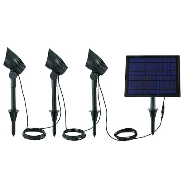 75-150 Lumen Black LED High-Low Metal Weather Resistant 3-Head Outdoor Solar Spot Light