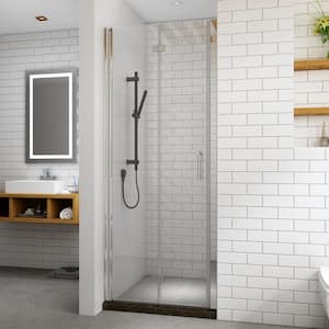 34 to 35-1/2 in. W x 72 in. H Bi-Fold Frameless Shower Doors in Chrome with Clear Glass