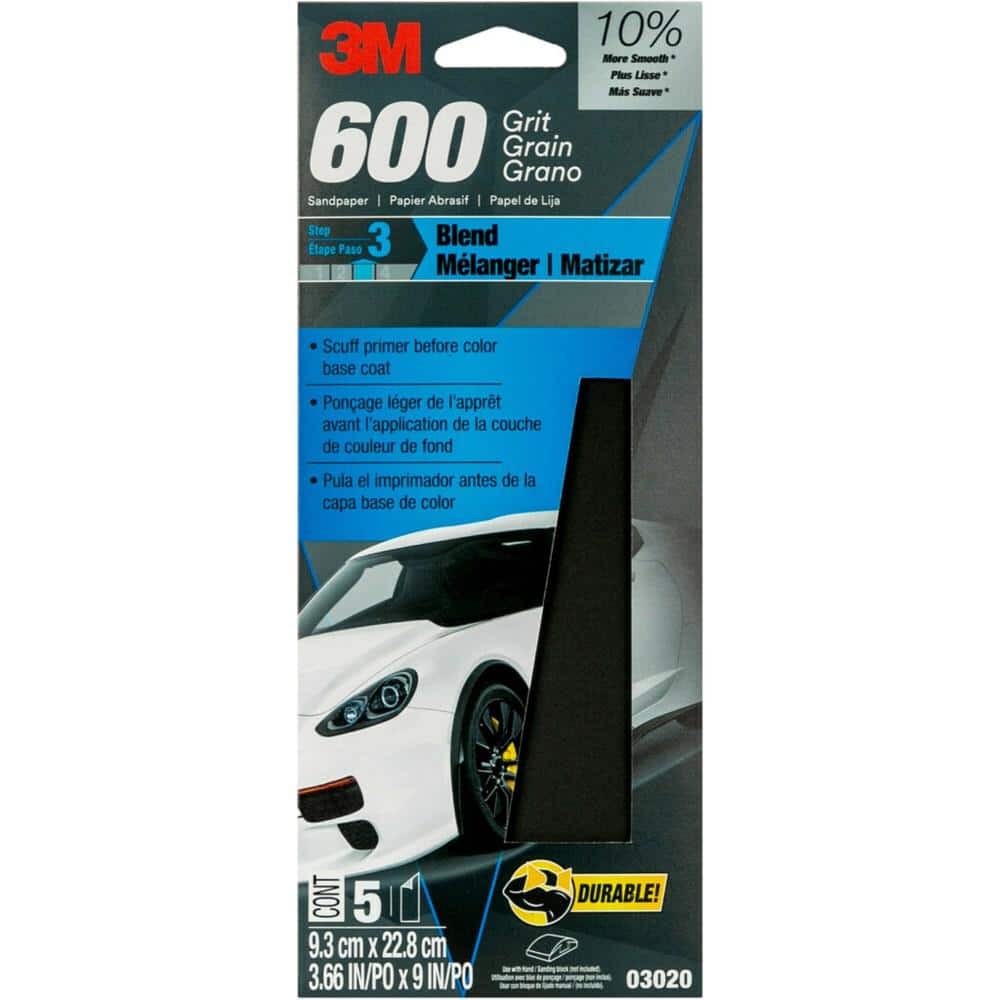 Wetordry 3-2/3 in. x 9 in. 600 Grit Sandpaper (5-Pack)