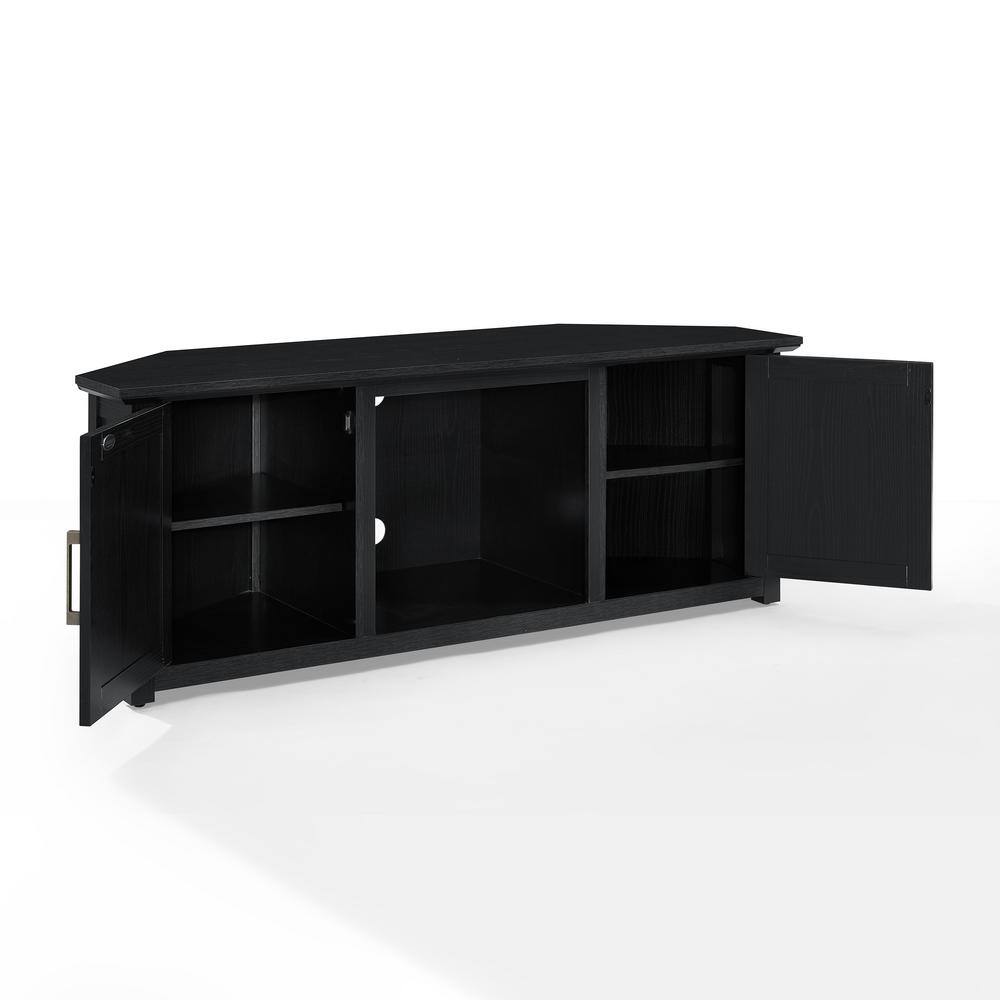 Camden Black Corner TV Stand with Fireplace