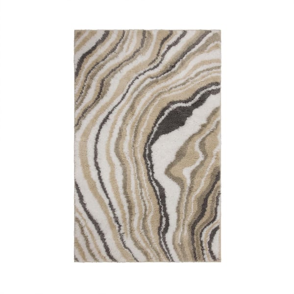 Mohawk Home Serpentine 21 in. x 34 in. Brown Polyester Machine Washable Bath Mat
