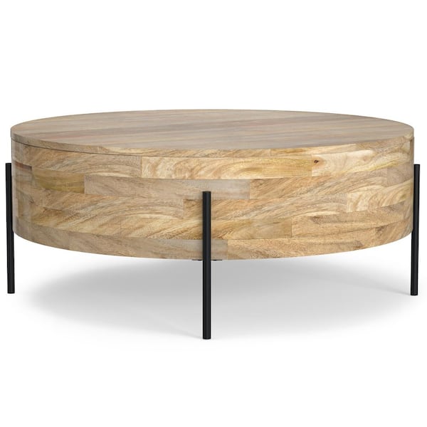 Rayburn 38 in. W Natural round wood Drum Coffee Table