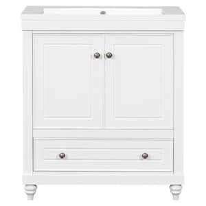30 in. W x 18 in. D x 34.88 in. H Single Sink Freestanding Bath Vanity in White with White Ceramic Top