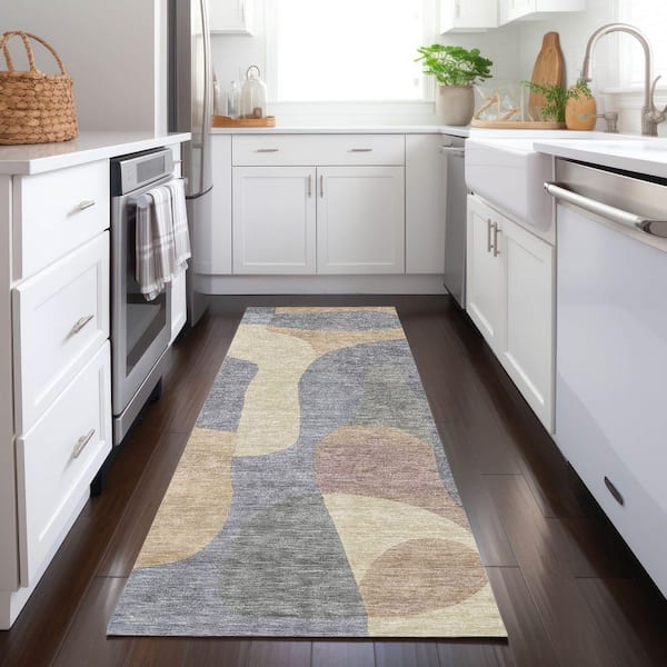 Chantille Machine Washable Indoor/Outdoor Abstract ACN1867 Gray 2 ft. 3 in. x 7 ft. 6 in. Runner Rug