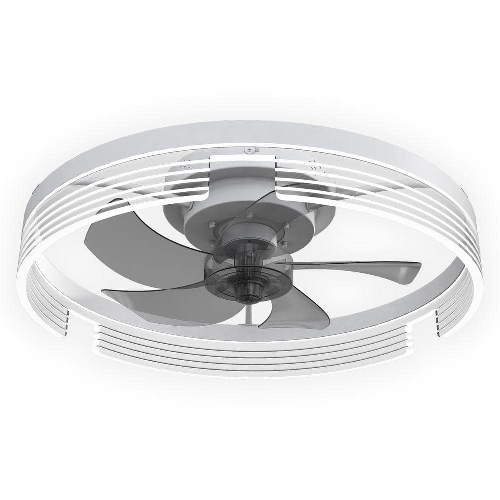 11.02 in. Indoor Low Profile Modern Style White Recessed Ceiling Fan Light with LED App and Remote Control -  Tivleed, FLW401D04