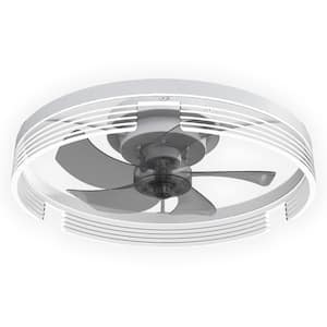 11.02 in. Indoor Low Profile Modern Style White Recessed Ceiling Fan Light with LED App and Remote Control