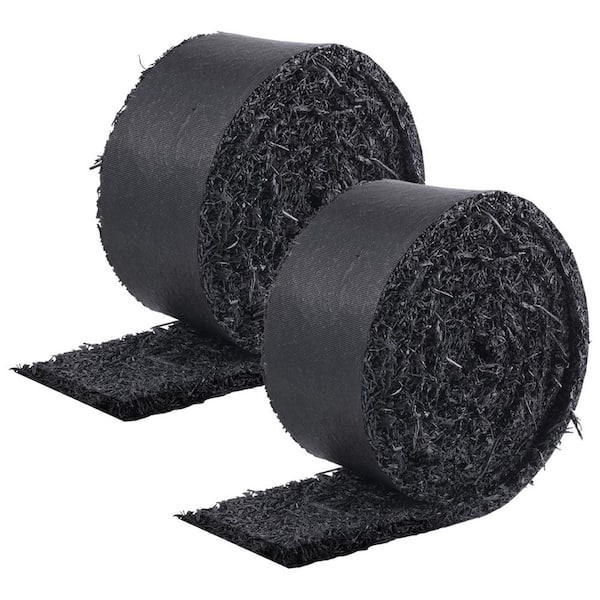 Rubber Mulch for Landscaping-2 Rolls, 120 x 4.5 in. Recycled Mat, Natural Black, Enhance Gardens, Prevent Weeds and Mud