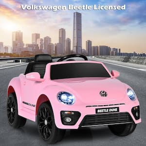 12 Toddler Ride On Car Volkswagen Beetle Kids Electric Toy with Remote Control Pink