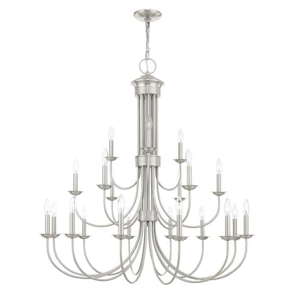 Abbotsford 21-Light Brushed Nickel Foyer Chandelier