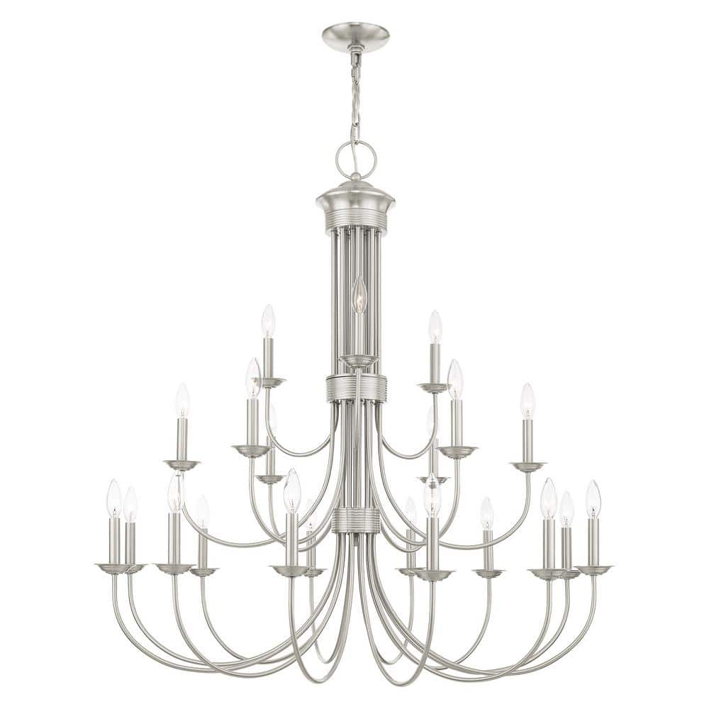 Livex Lighting Estate 21 Light Brushed Nickel Chandelier 42688-91 - The  Home Depot