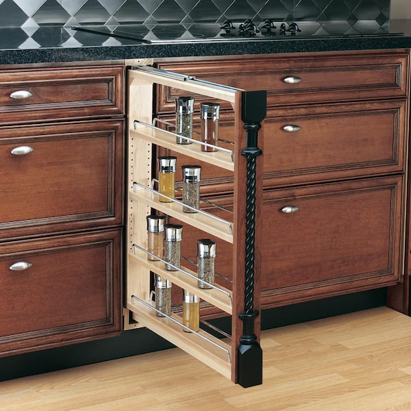 Maple 3" Pull Out Kitchen Cabinet Filler Organizer Spice Rack