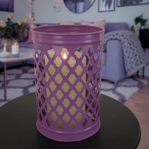 National Outdoor Living 12 in. Candle Lantern, Dusty Lavender