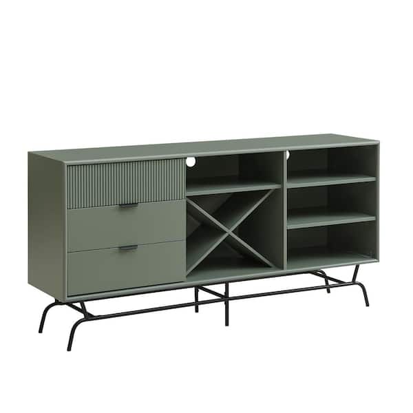 Yaztra Sage Green TV Stand Fits TV's up to 65 in. with 3-Drawers and 4-Shelves
