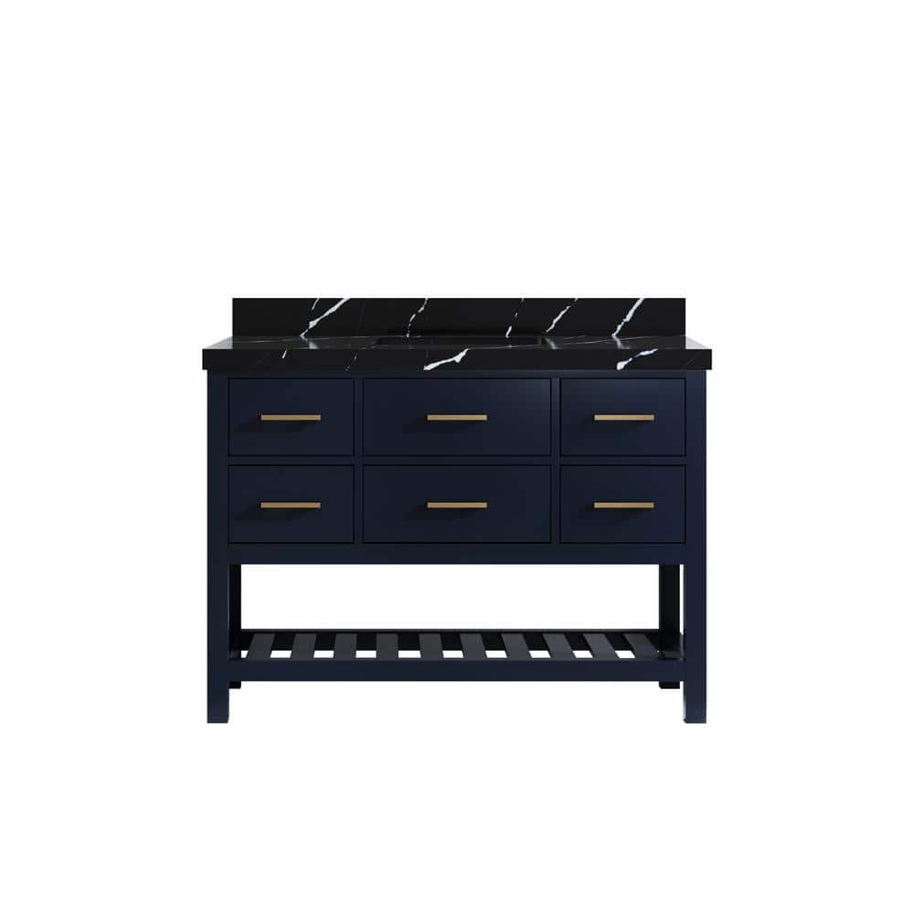 Willow Collections Parker 48 in. Single Sink Freestanding Navy Blue ...