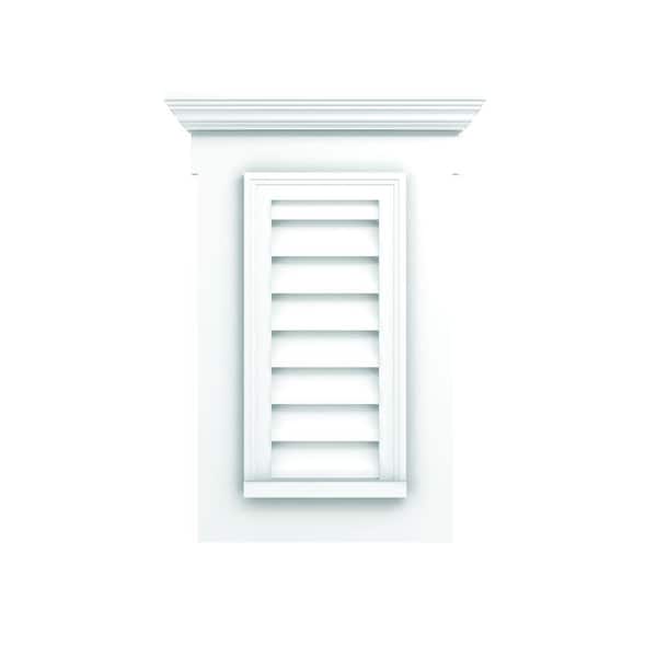 Fypon 23-1/2 in. x 33-1/2 in. Polyurethane Decorative Vertical Louver Vent with Flat Trim and Crosshead