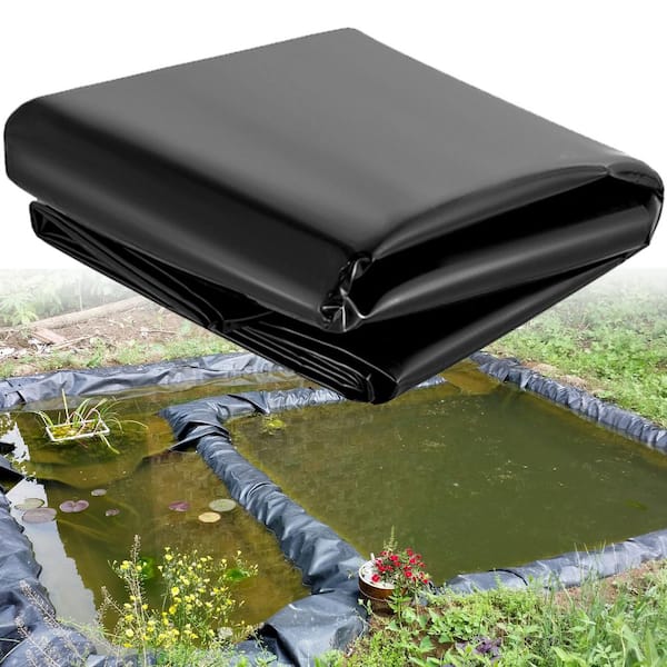 Pond Liner 16.4 ft. x 19.7 ft. 20 Mil Thickness Waterproof Aging-Proof HDPE  Pond Liner Fabric for Waterfall, Black