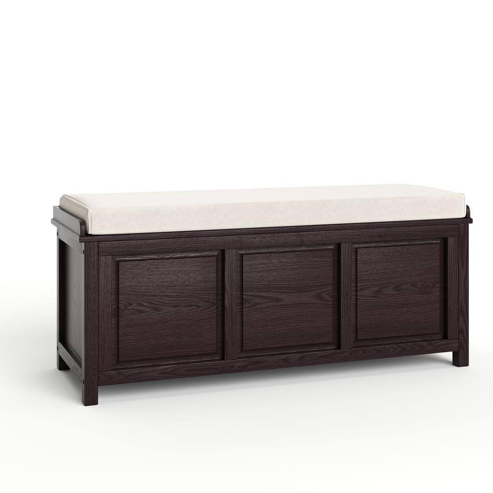 45 in W x 20 in H Espresso Solid Wood Open Top Shoe Storage Bench
