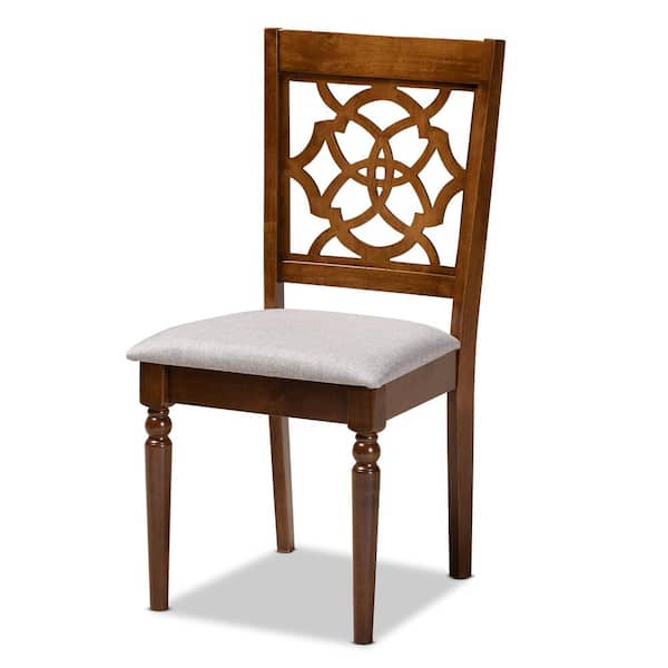 Lylah Grey and Walnut Fabric Dining Chair (Set of 4)
