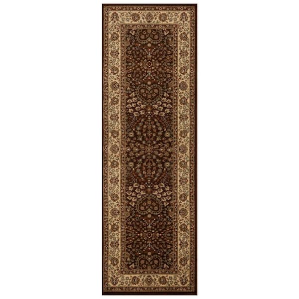 Astral Mocha 2 ft. 7 in. x 8 ft. Floral Scroll Runner Rug