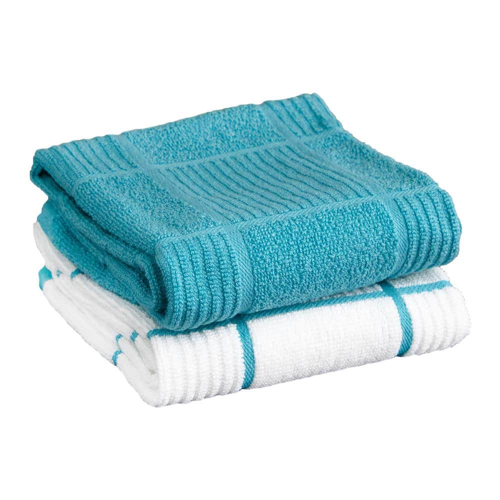 Dish Cloths for Washing Dishes Gray and Turquoise Kitchen Cloths Cleaning Cloths 12 in x 12 in - 8 Pack