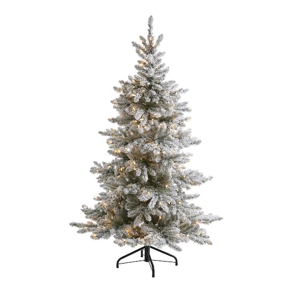 7 ft. Pre-Lit Flocked West Virginia Spruce Artificial Christmas Tree with 400-Clear Lights