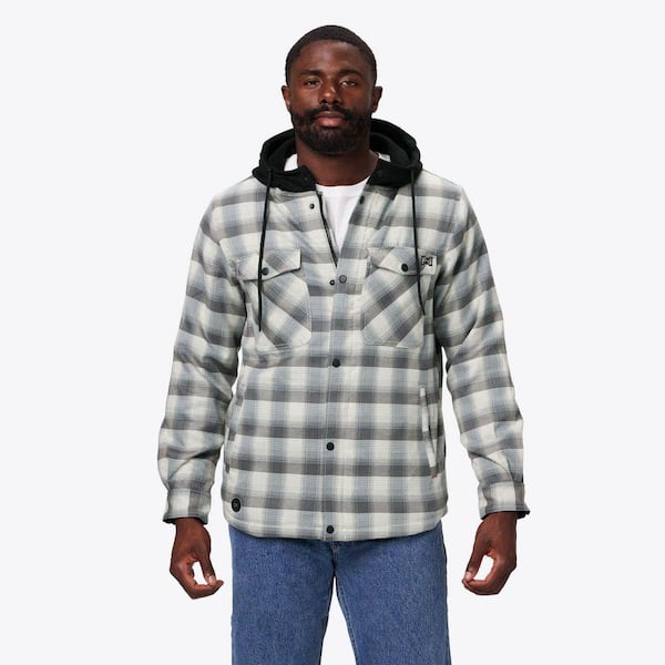 MOBILE WARMING Men's 2XL Flannel Heated Hoodie Jacket 7. 4V Cream