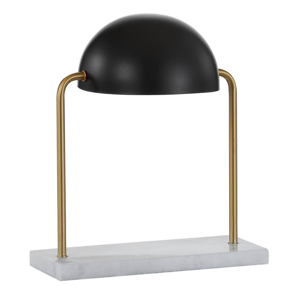 Porter 13.5" Black Dome Lamp with Marble Base