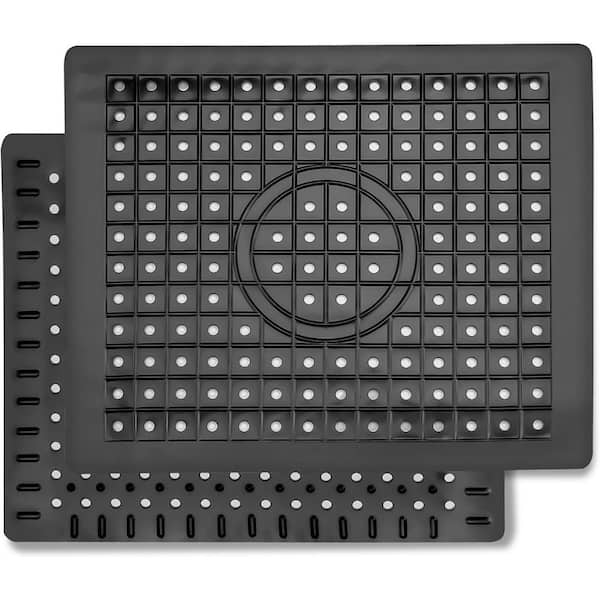 12 in. L x 10 in. W Rubber Sink Drain Mat Non-Slip Fast Draining Grid Kitchen Sink Protector Dish Drying Mat, 2 Pack